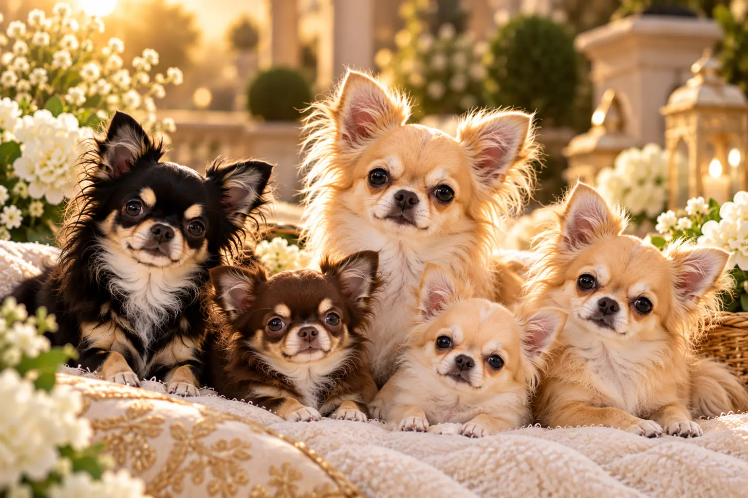 A group of beautiful Chihuahuas together